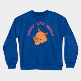 Clean Your Beans Orange Ginger Cat Crewneck Sweatshirt